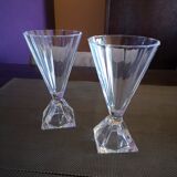 Pair of flutes/champagne glass in Art Deco crystal - 1920s/1930s