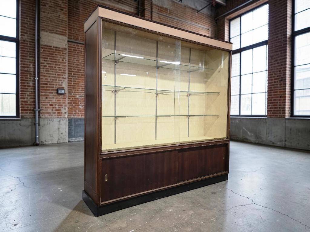 XL vintage wooden display cabinet / sideboard / wall cupboard
