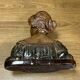 old plaster bust, young art deco woman, patina, signed Gustave Van Vaerenbergh