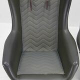Ensemble de deux fauteuils à bascule pivotants en cuir du milieu du siècle, Peem, Finlande, 1970