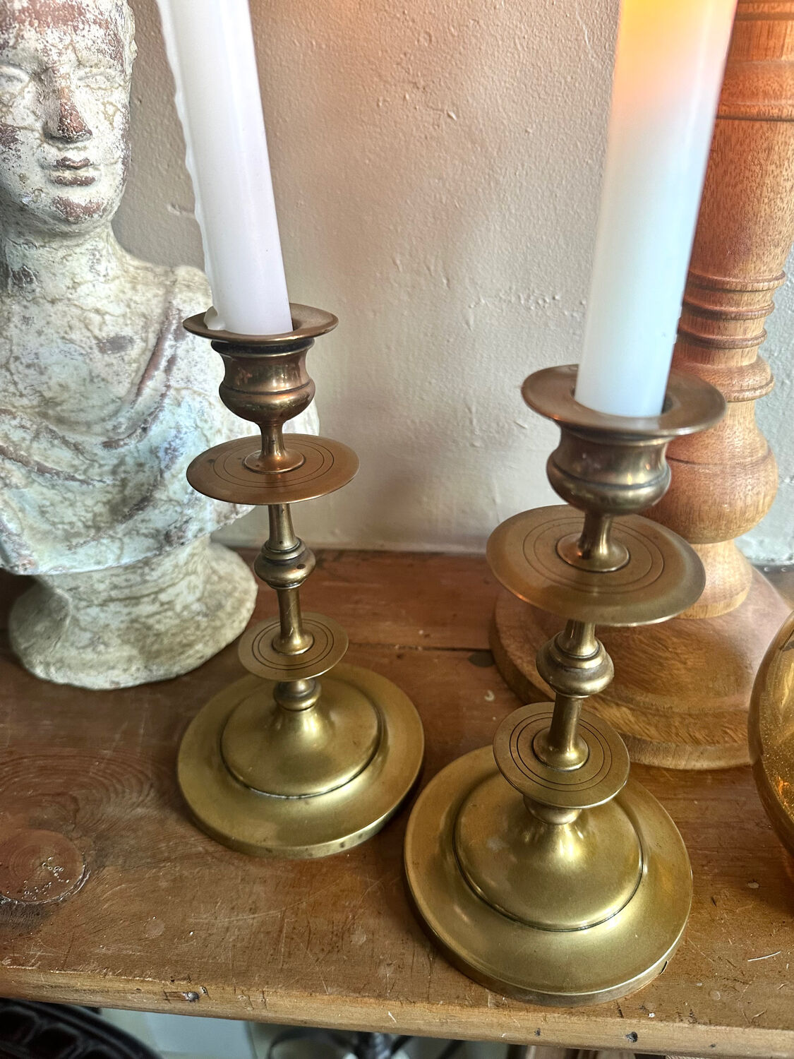 Pair of brass candlesticks