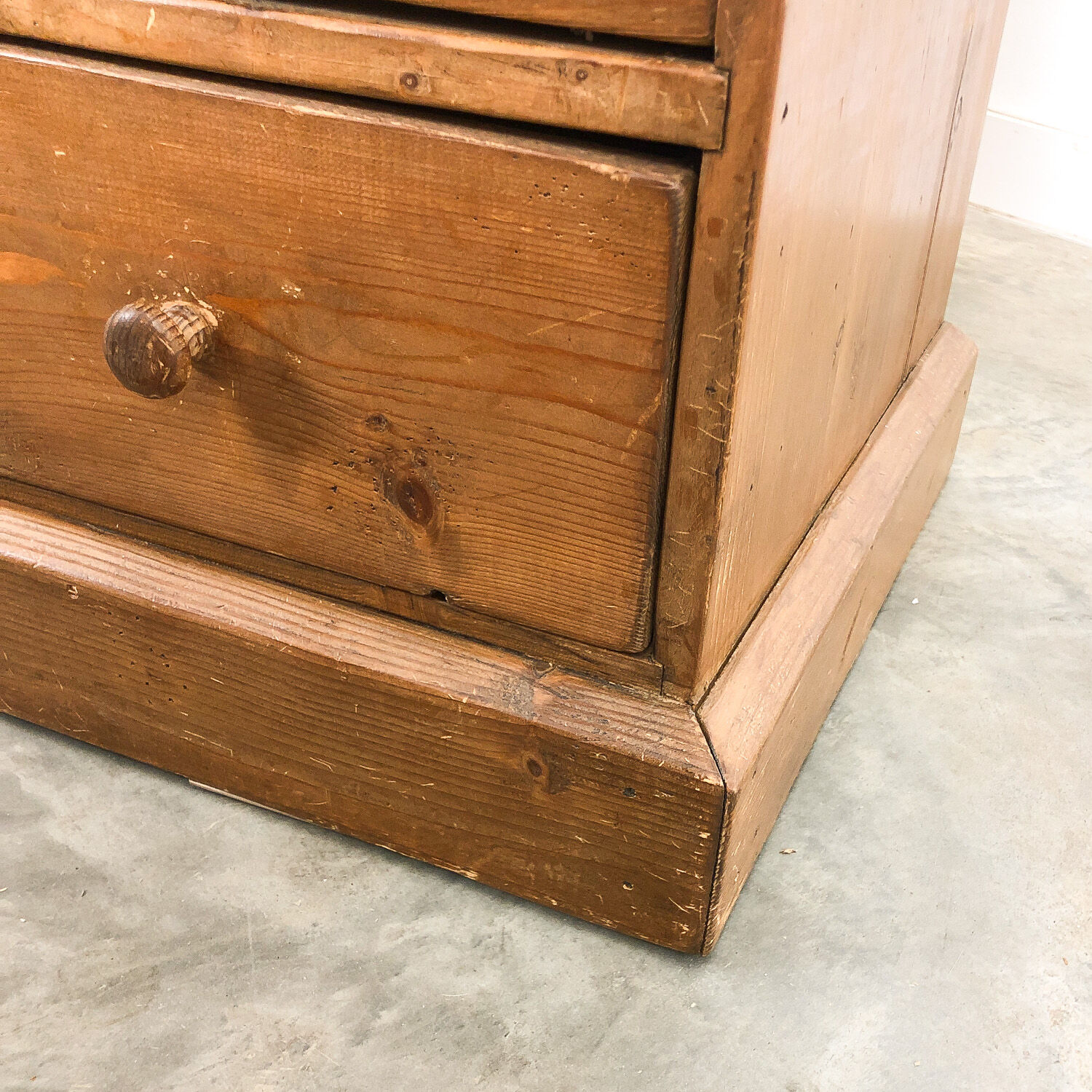 Pine bank of drawers