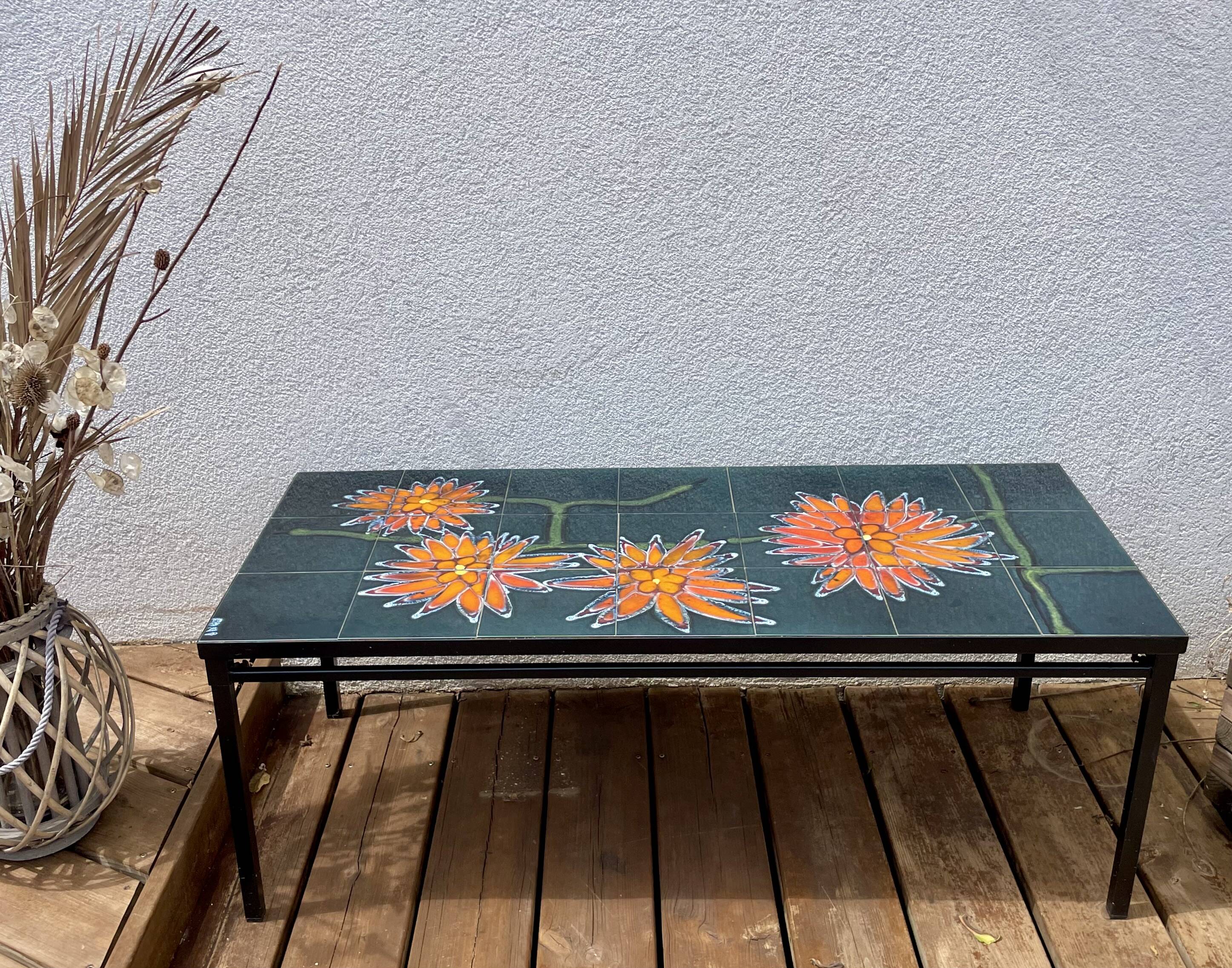 Coffee table with ceramic tile top
