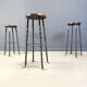 Tabourets de bar vintage en fer forgé français, années 1960 - lot de 3