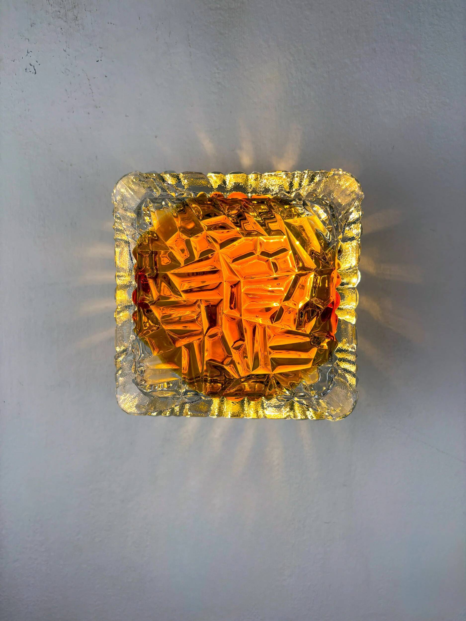 Murano Mazzega orange frosted glass sconce, Italy, 1970s