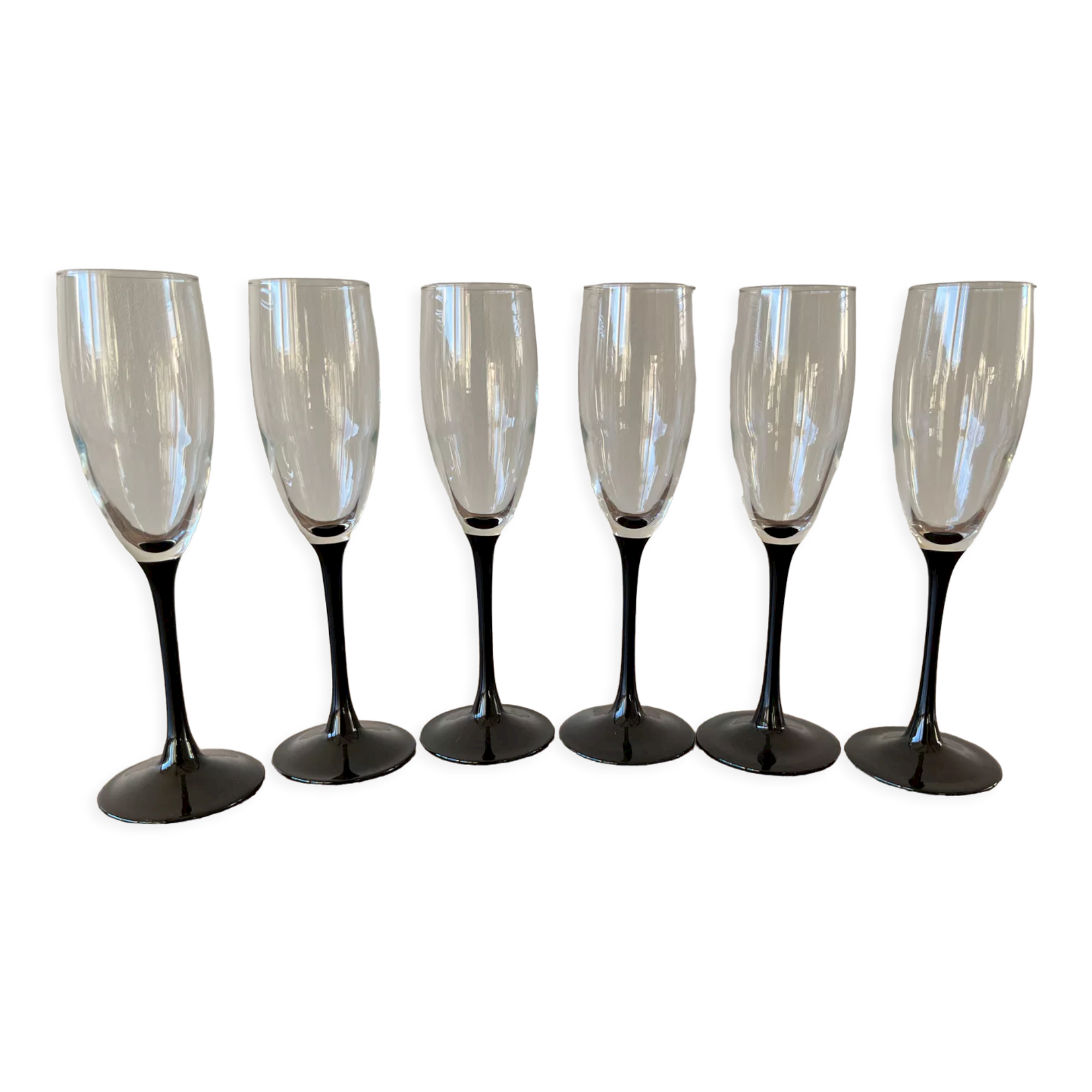 6 flûtes à champagne base noire