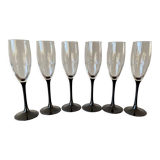 6 champagne flutes black base