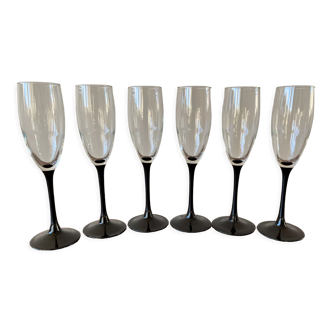 6 champagne flutes black base