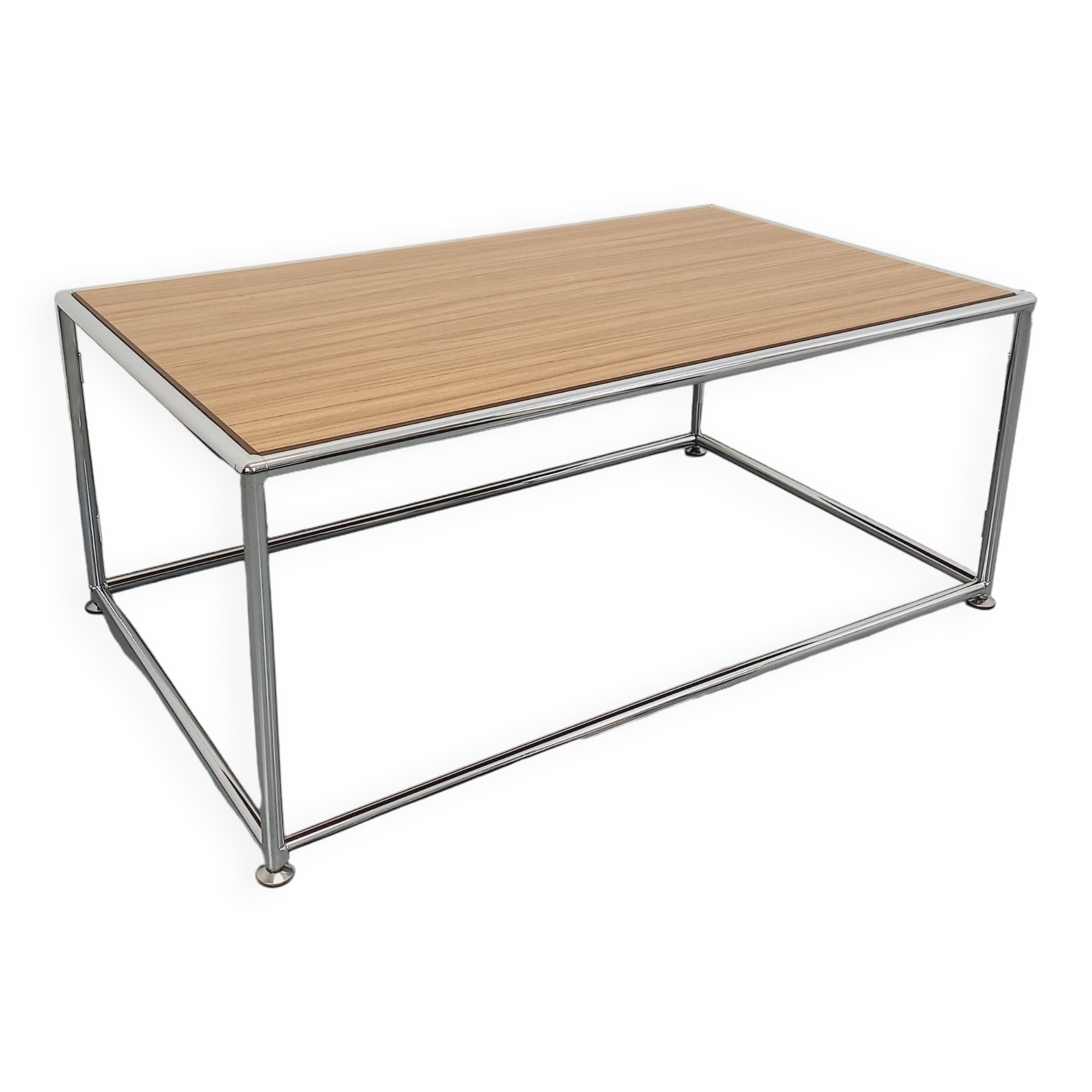 Table basse vintage style USM en mélaminé et métal chromé