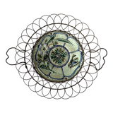 Plat ancien barbotine et fil de fer XIX e siècle