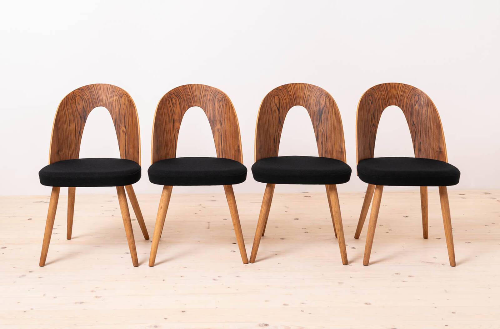 Set of 4 Mid Century Dining Chairs by A.Šuman, Reupholstered in KVADRAT