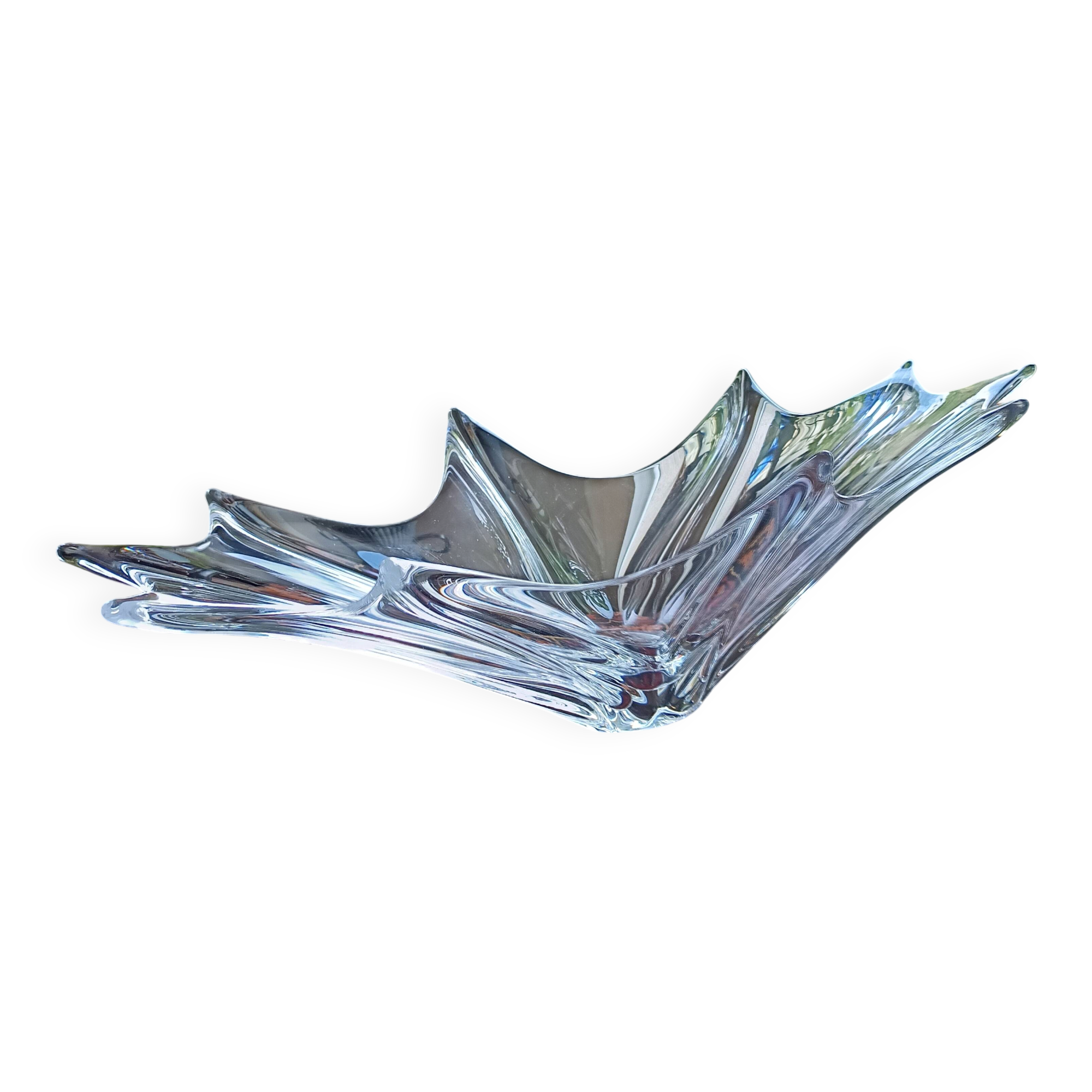 Large crystal fruit bowl signed daum