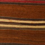 Brown & Orange Stiped Mid Century Vintage Kilim Rug, 75x387 Cm