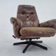 Midcentury Swivel Leather/Wood Armchair Göte Möbler Nässjö, Sweden, 1960s