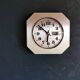 Horloge formica vintage pendule murale silencieuse carrée "Junghans argent"