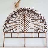 Antique peacock rattan headboard