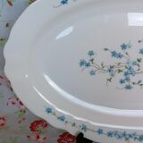 Grand Plat Oval Arcopal Veronica Myosotis Blue Flowers Opaline Vintage Retro