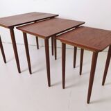 Danish teak pull ou tables by H W Klein For Bramin