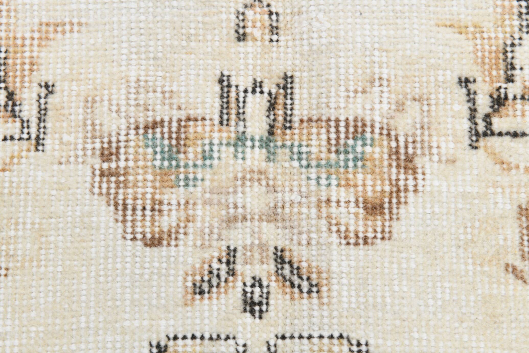 6x10 Cream & Brown Oriental Floral Pattern Vintage Rug, 193x298Cm