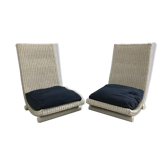 Paire de fauteuils en osier 1970