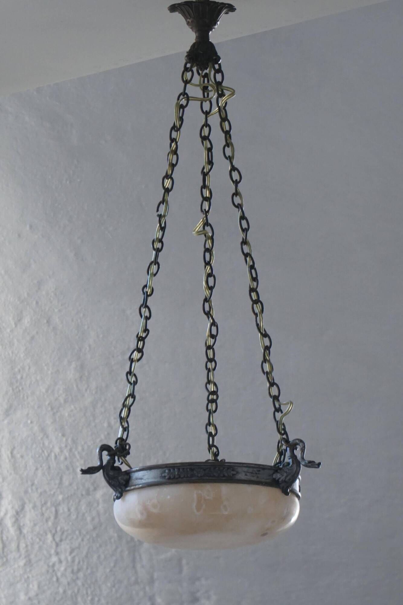 Suspension / alabaster ceiling light from the early 20th century, Denmark, Art Nouveau, 1900