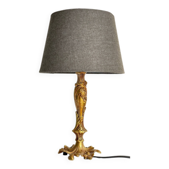 Lampe chic bronze à patine dorée vintage