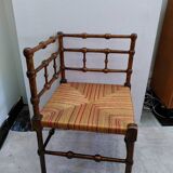 Wood and straw corner chair