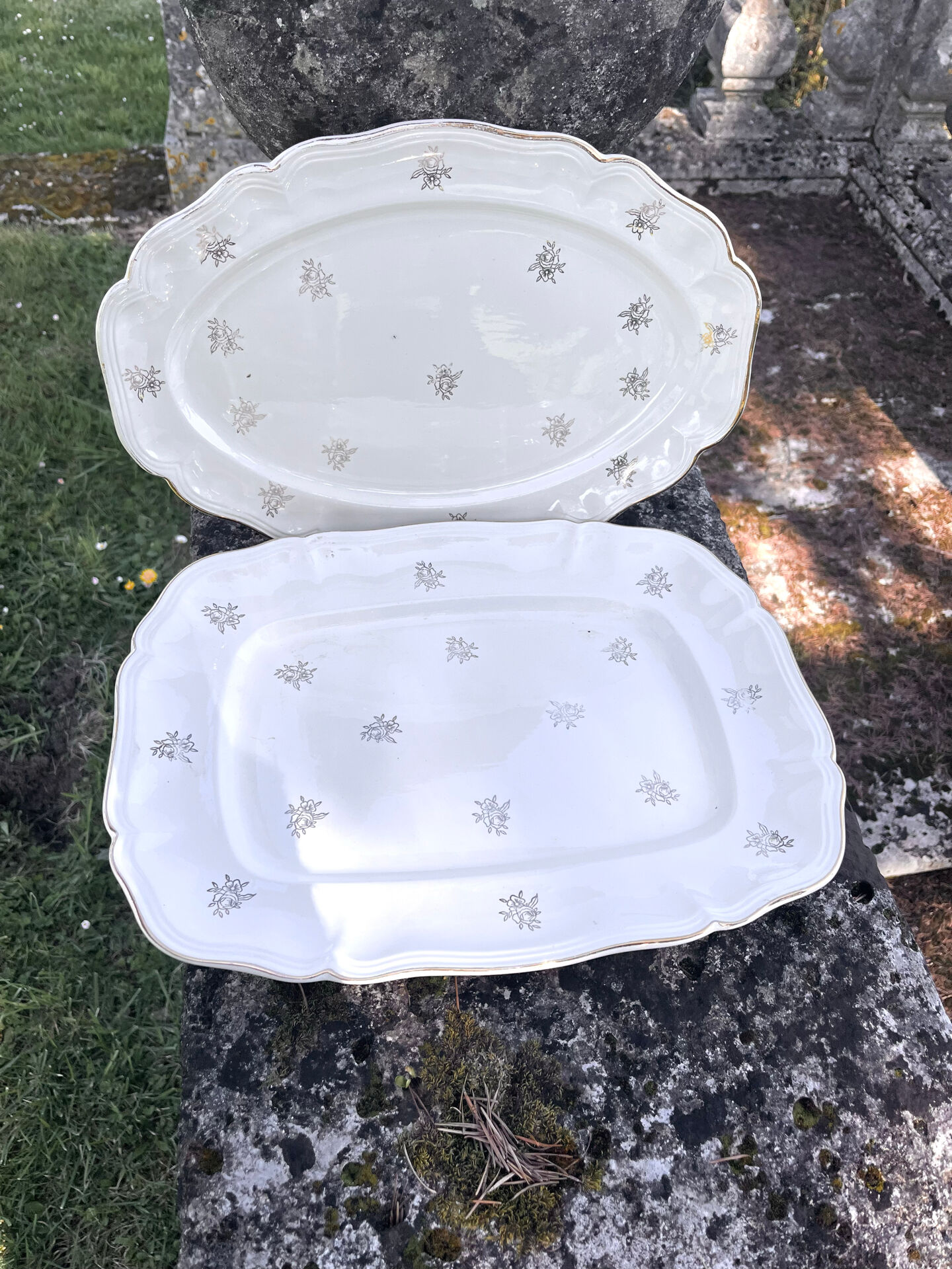 French Sanguimines Porcelain Serving Platters (Set of 2)