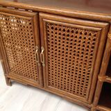 Vintage wood sideboard and rattan canning
