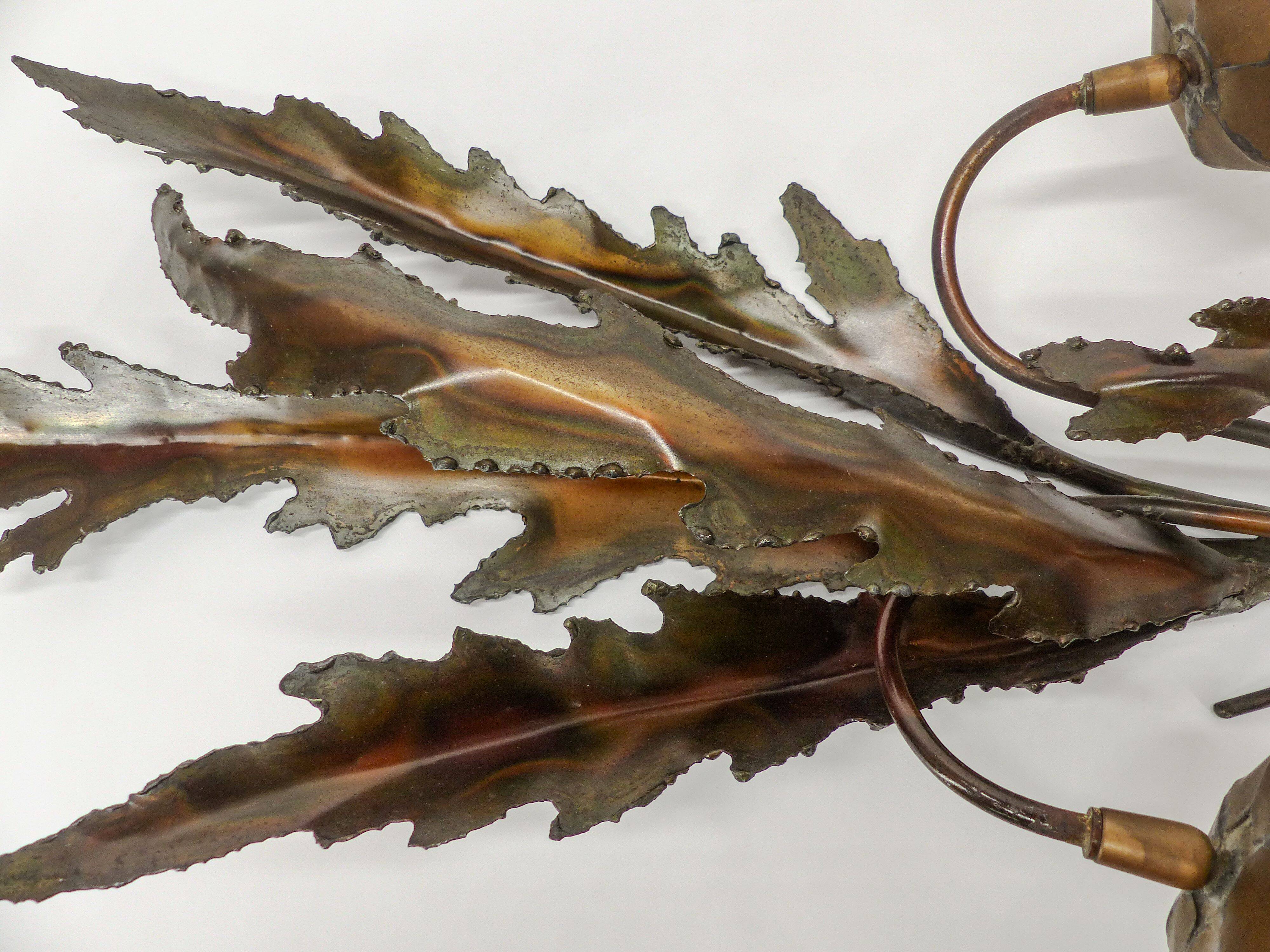 Floral brutalist wall lamp attributed to Maison Jansen 1970