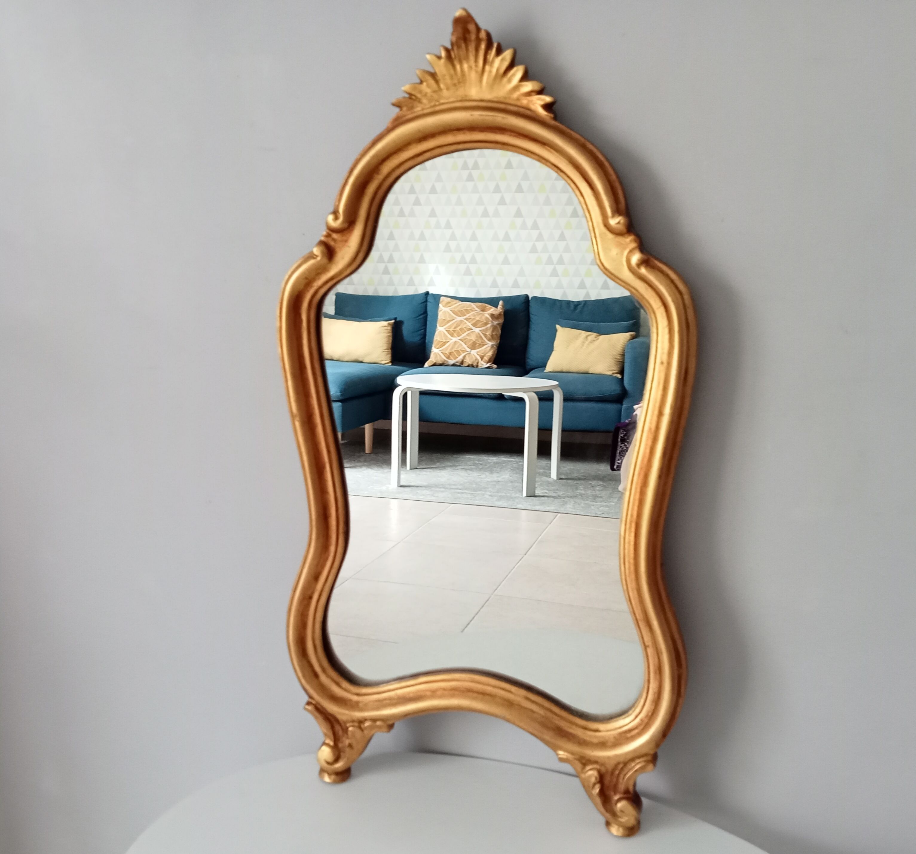 Vintage rocaille mirror in gilded wood