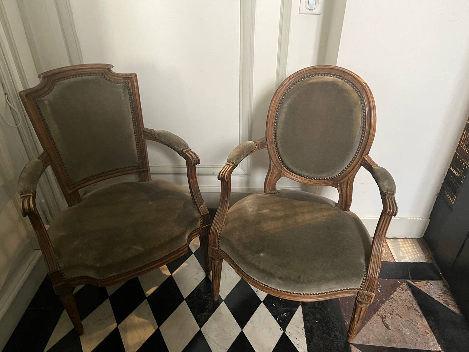 2 Louis XVI style armchairs