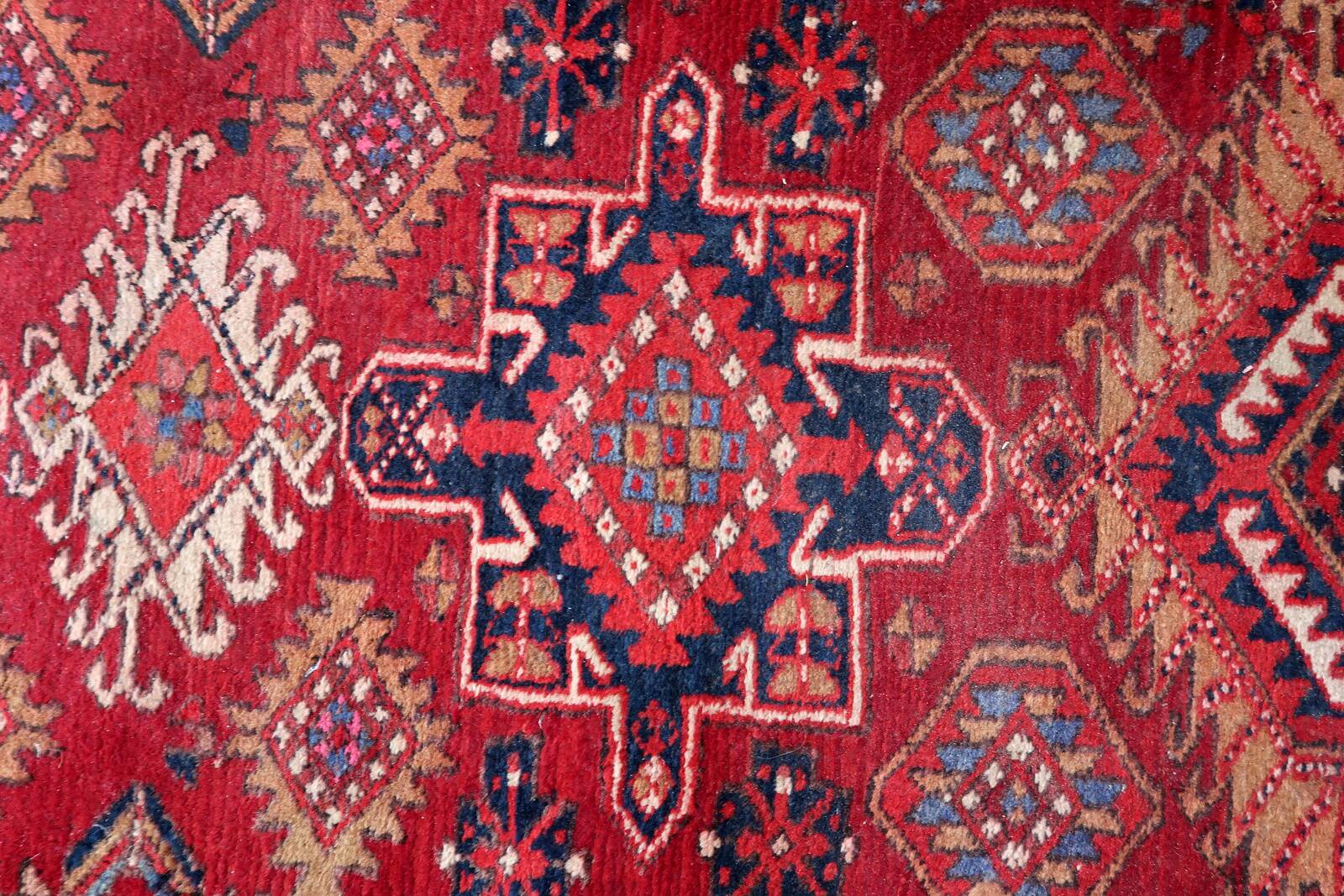 Tapis coureur vintage du Moyen-Orient Malayer fait main en laine 108 x 321