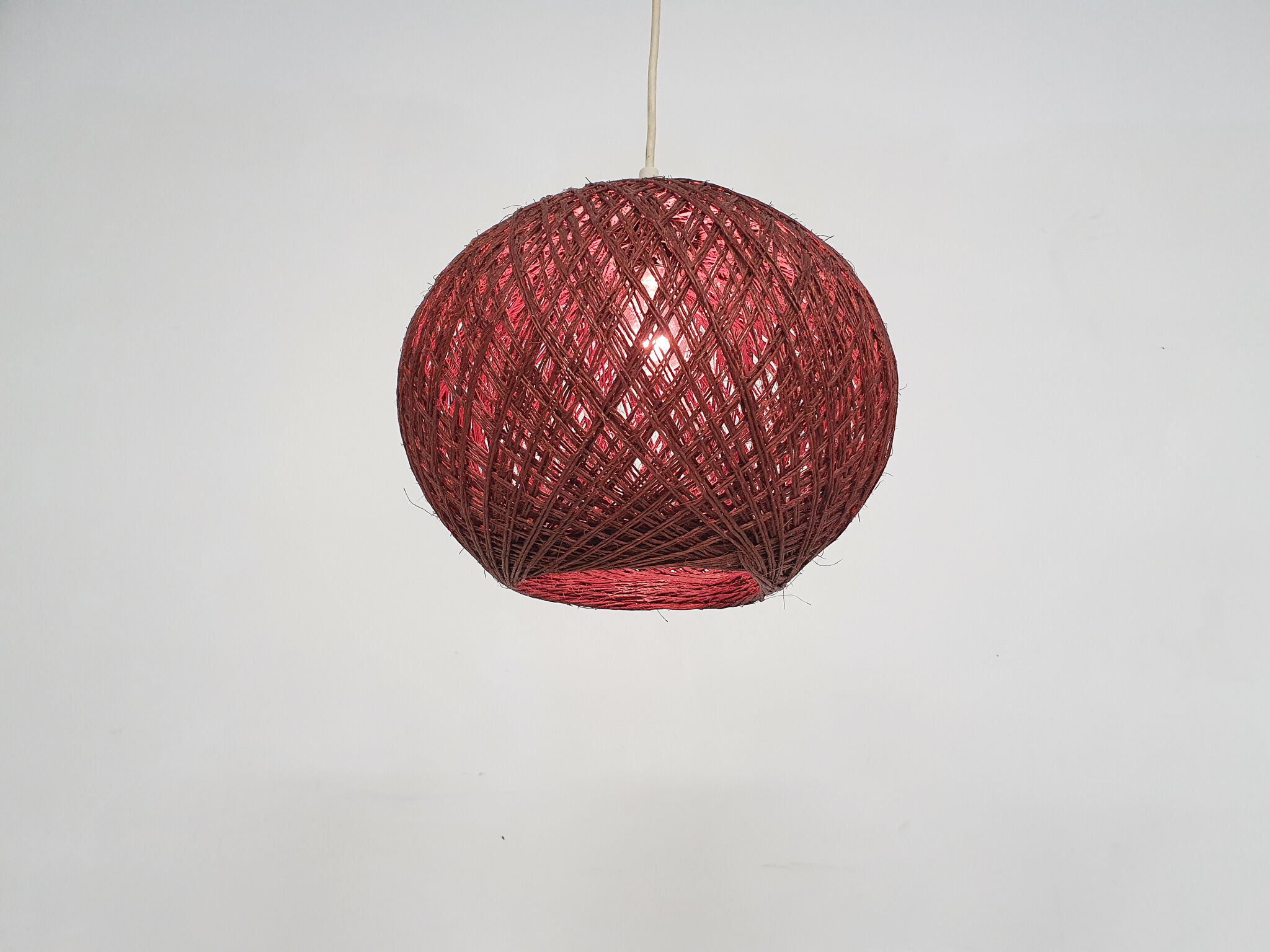 Vintage pendant light in brown rope, The Netherlands 1960's