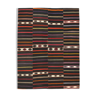 7x9 Multicolor Striped Pattern Kilim Rug, 215x280Cm