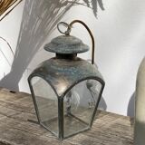 Antique lantern suspension in brass and glass