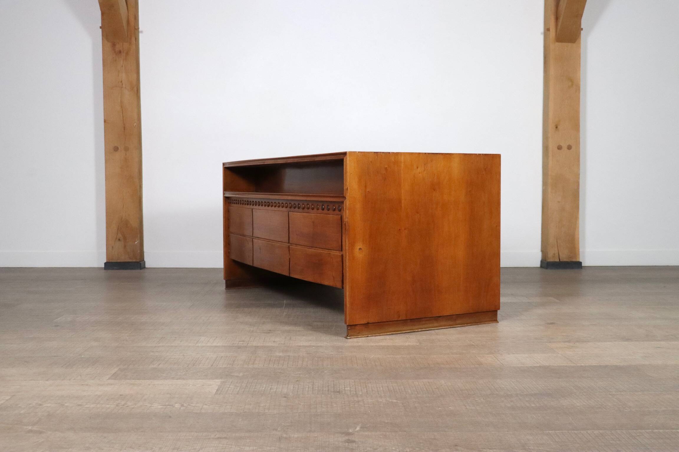Curved Directors Desk In Walnut, Italy 1940s