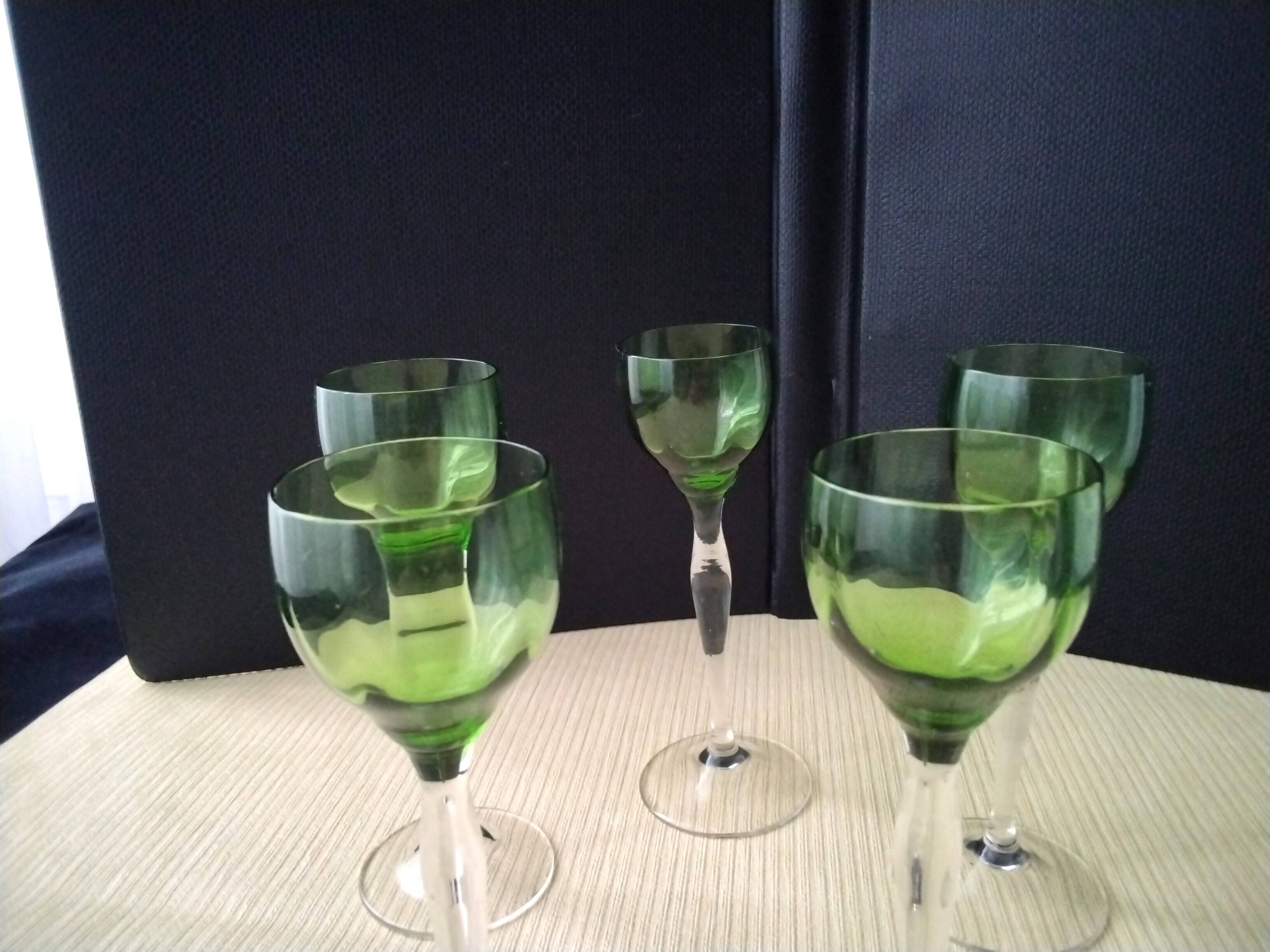 5 Blown Glass Liqueur Glasses