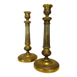 paire bougeoirs - bronze