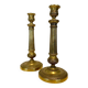 Pair of Louis XVI style candlesticks in 19th century chiseled bronze