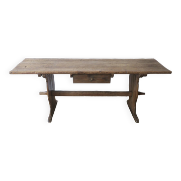 Table à manger en pin 1 tiroir, Suède 1780
