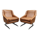 Vintage Italian cognac design lounge chairs 'Hermes style'