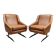 Vintage Italian cognac design lounge chairs 'Hermes style'