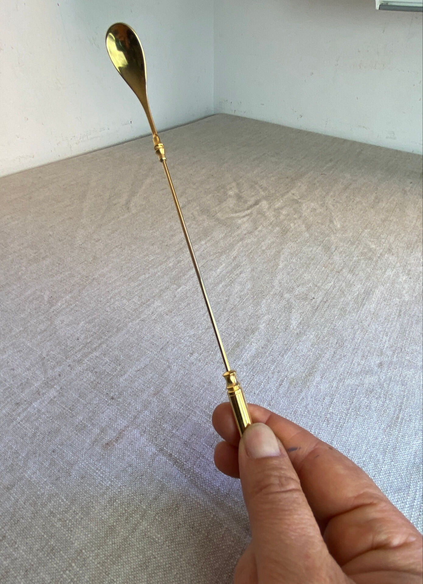 Long coffee or cocktail spoons in gold plating