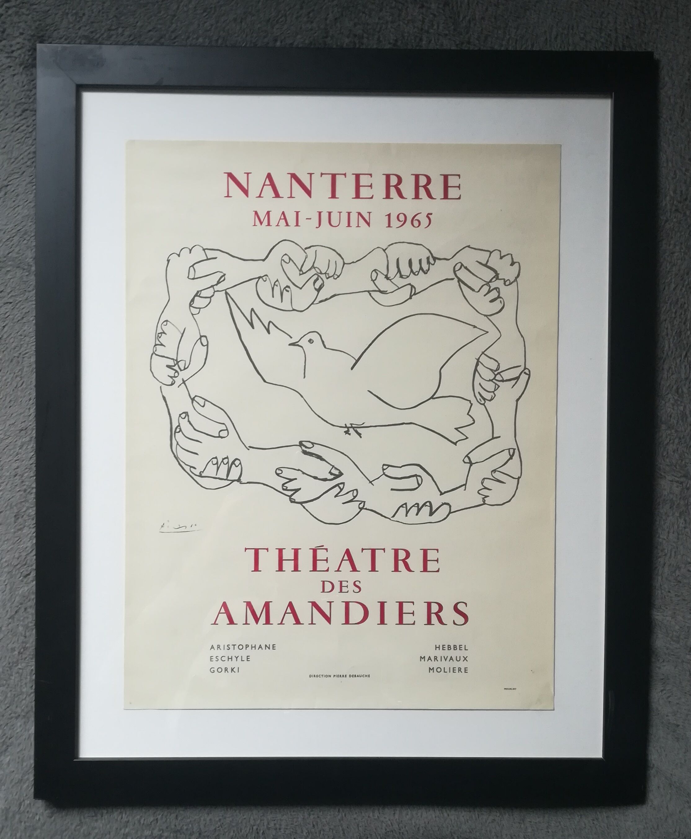 Pablo Picasso, original lithographed poster, Mourlot 1965