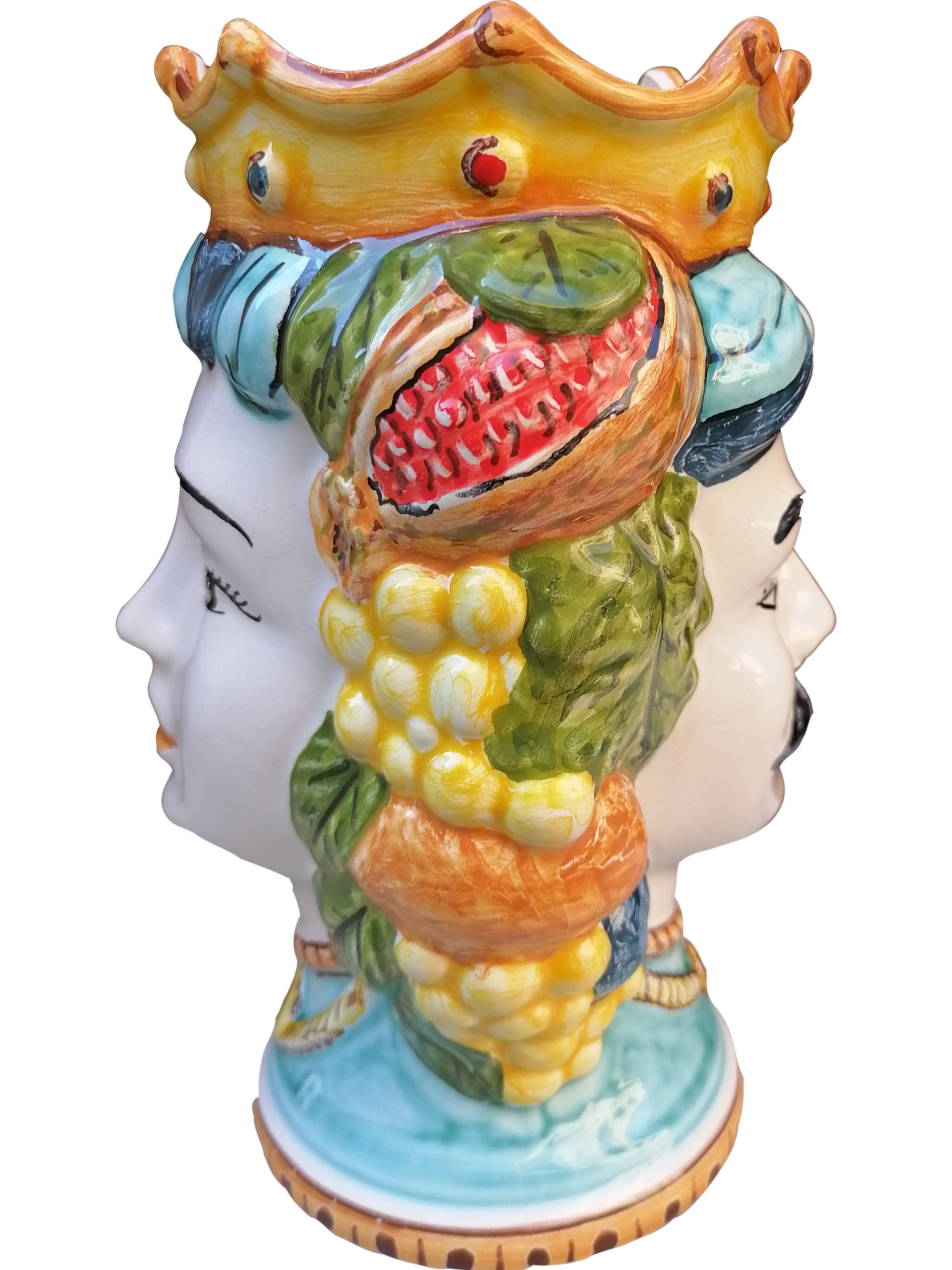 teste di moro siciliane in ceramica doppia faccia (uomo /donna)