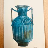 Signed watercolor and ink painting Vase Wabi Sabi collection China