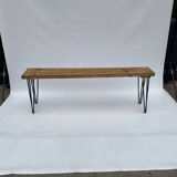 Industrial Bench Hairpin Legs Scaffolding Wood Midcentury Modern 1980s
