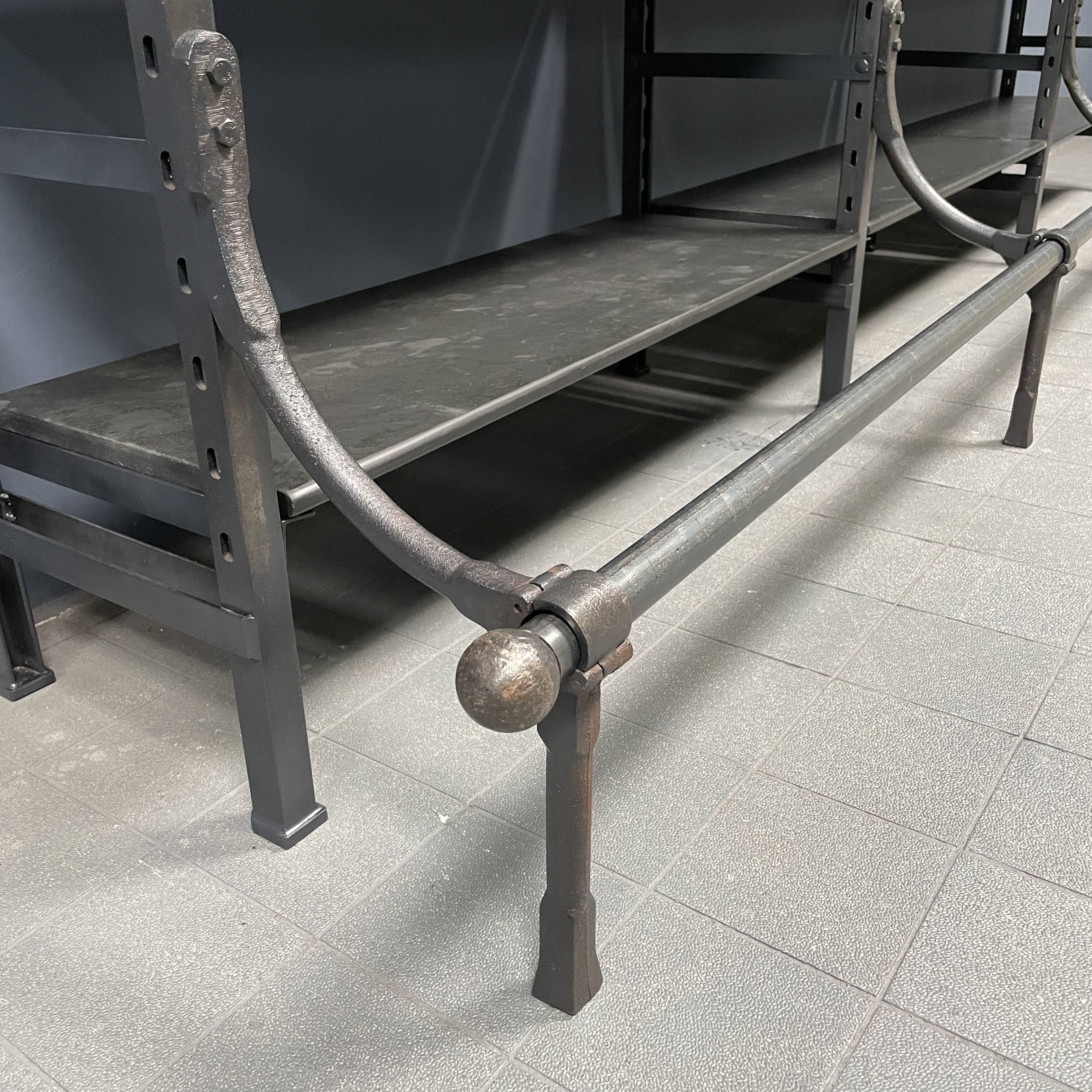 Industrial Iron Library Wall Shelving Cabinet