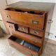 boat chest of drawers, leather, brass, exotic wood, purchased in 1970.